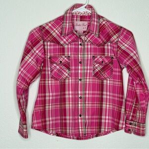 Girls Pink Plaid Western Shirt